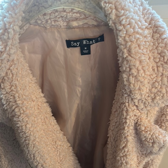 Say What? Cream Teddy Jacket Plush Comfort - Picture 3 of 3